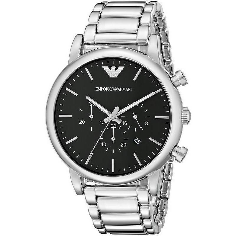 Emporio Armani Luigi Chronograph Black Dial Silver Steel Strap Watch For Men - AR1894