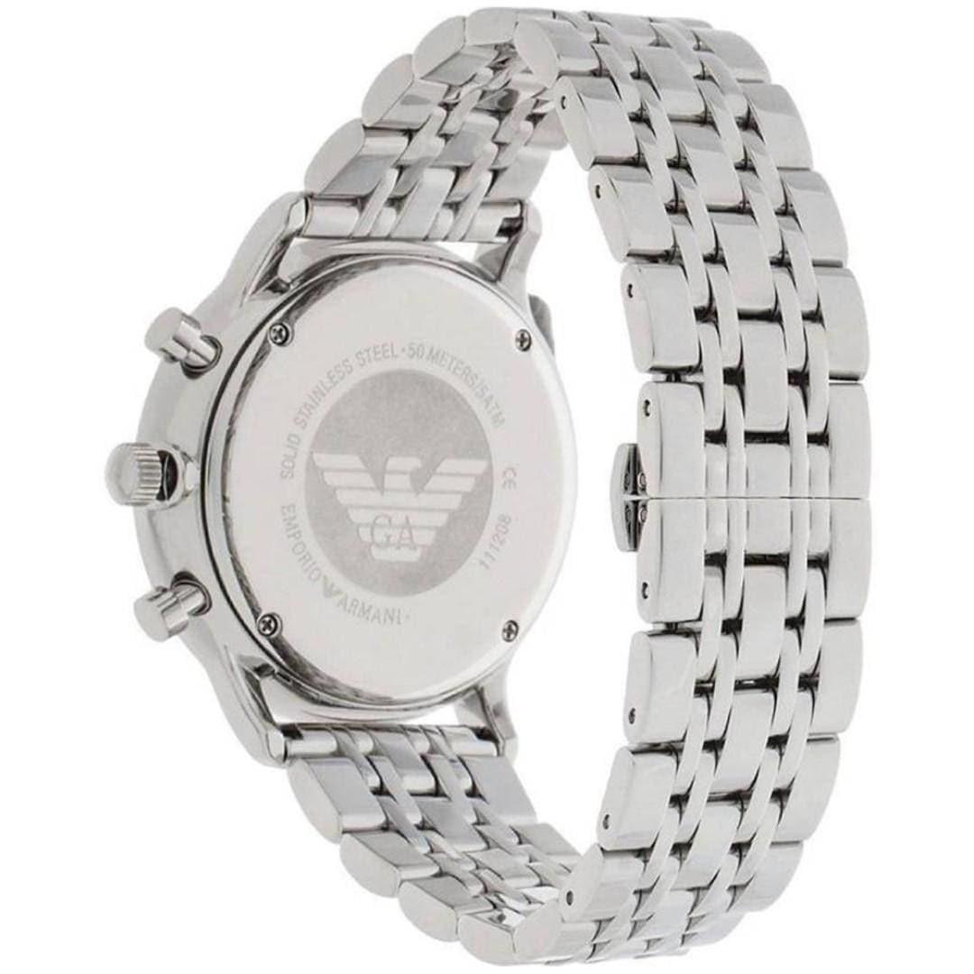 Emporio Armani Gianni Chonograph Silver Dial Silver Steel Strap Watch For Men - AR1933