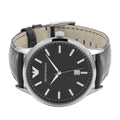 Emporio Armani Renato Black Dial Black Leather Strap Watch For Men - AR2411