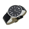 Emporio Armani Renato Black Dial Black Leather Strap Watch For Men - AR2411