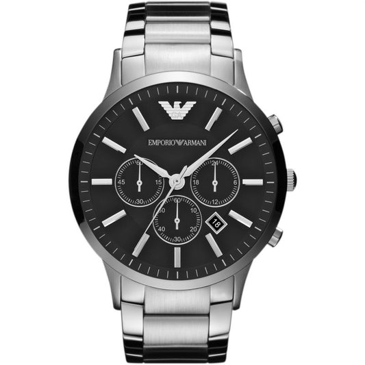 Emporio Armani Sportivo Chronograph Black Dial Silver Stainless Steel Watch For Men - AR2460