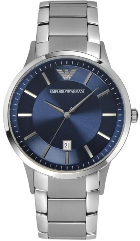 Emporio Armani Renato Blue Dial Silver Steel Strap Watch For Men - AR2477