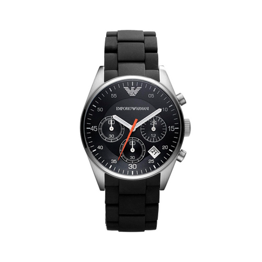 Emporio Armani Sportivo Chronograph Black Dial Black Steel Strap Watch For Men - AR5858