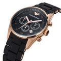 Emporio Armani Sportivo Chronograph Black Dial Black Steel Strap Watch For Men - AR5905