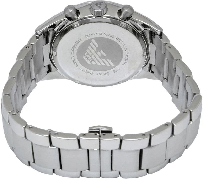 Emporio Armani Sportivo Chronograph Silver Dial Silver Steel Strap Watch For Men - AR5963