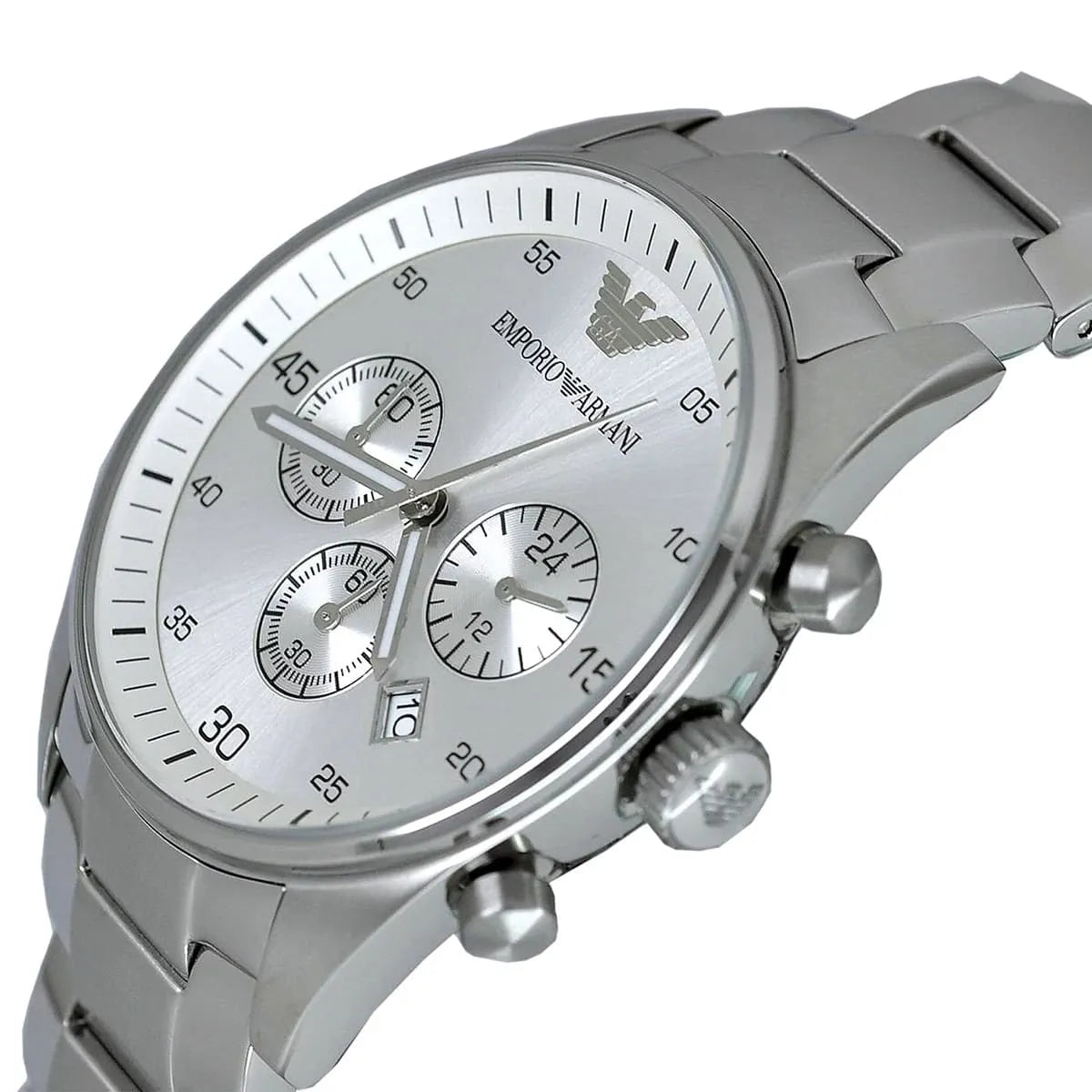 Emporio Armani Sportivo Chronograph Silver Dial Silver Steel Strap Watch For Men - AR5963