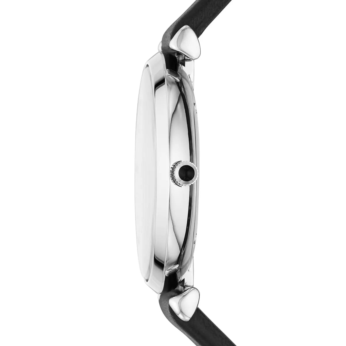 Emporio Armani Gianni T Bar Mother of Pearl Dial Black Leather Strap Watch For Women - AR90002