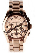 Emporio Armani Valente Chronograph Rose Gold Dial Rose Gold Steel Strap Watch For Men - AR0365