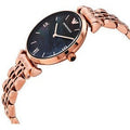 Emporio Armani Gianni T-Bar Mother of Pearl Black Dial Rose Gold Steel Strap Watch For Women - AR11145