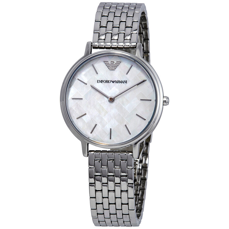 Emporio Armani Kappa Mother of Pearl Dial Silver Steel Strap Watch For Women - AR11112