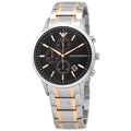 Emporio Armani Chronograph Black Dial Two Tone Steel Strap Watch For Men - AR11165