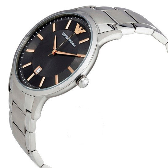 Emporio Armani Renato Quartz Grey Dial Silver Steel Strap Watch For Men - AR2514