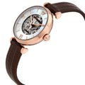 Emporio Armani Meccanico Mother of Pearl Skeleton Dial Brown Leather Strap Watch For Women - AR1993