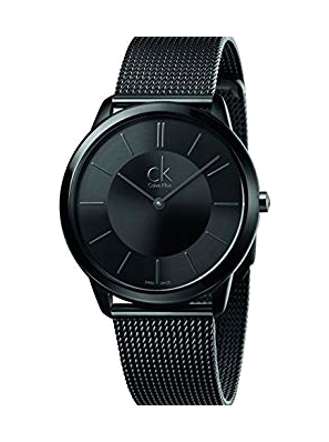 Calvin Klein Minimal Black Dial Black Mesh Bracelet Watch for Men - K3M224B1