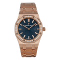 Audemars Piguet Royal Oak Quartz Diamonds Blue Dial Rose Gold Steel Strap Watch for Women - 67651OR.ZZ.1261OR.02