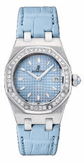 Audemars Piguet Royal Oak Quartz Diamonds Turquoise Dial Turquoise Leather Strap Watch for Women - 67601ST.ZZ.D034CR.01