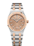 Audemars Piguet Royal Oak Quartz 18K Pink Gold Dial Two Tone Steel Strap Watch for Women - 67650SR.OO.1261SR.01