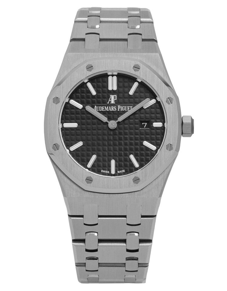 Audemars Piguet Royal Oak Quartz Black Dial Silver Steel Strap Watch for Women - 67650ST.OO.1261ST.01