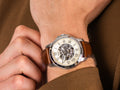 Fossil Grant Automatic Skeleton Beige Dial Brown Leather Strap Watch for Men - ME3099