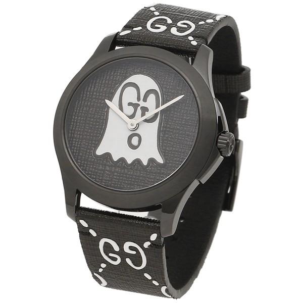 Gucci G Timeless Ghost Motif Black Dial Black Rubber Strap Watch For Men - YA1264018