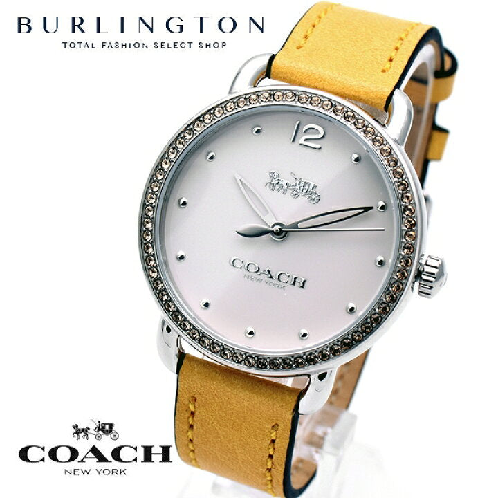 Coach Delancey White Dial Yellow Leather Strap Watch for Women - 14502882