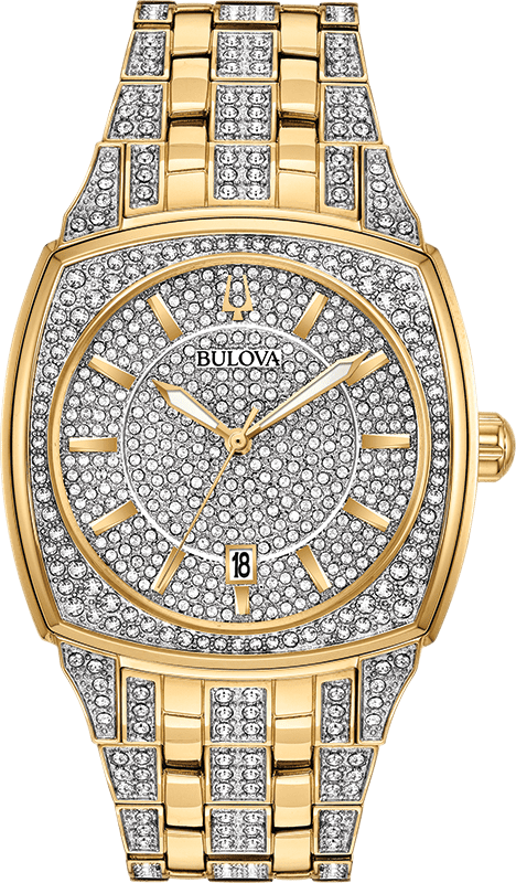 Bulova Phantom Crystal Silver Dial Two Tone Steel Strap Watch for Men - 98B323