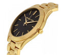 Michael Kors Runway Black Dial Gold Steel Strap Watch for Women - MK3478