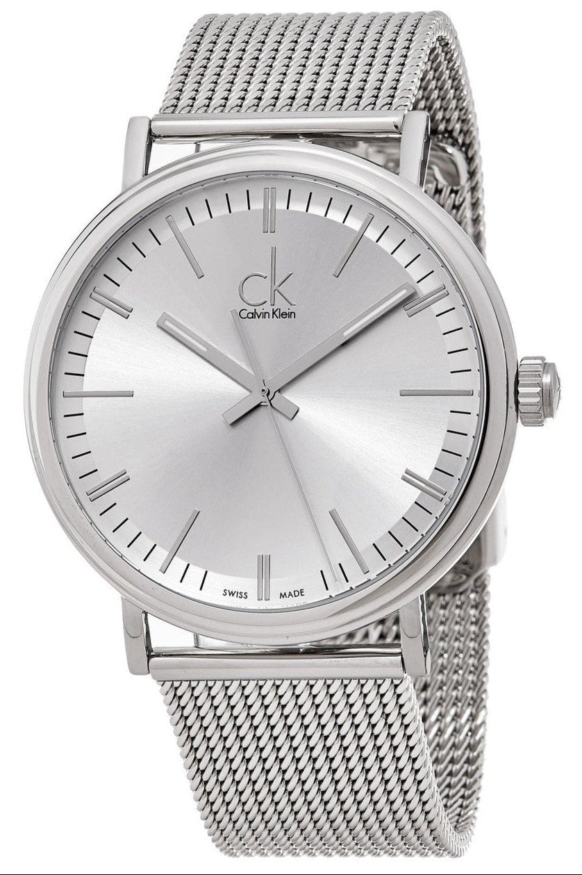 Calvin Klein Surround Silver Dial Silver Mesh Bracelet Watch for Men - K3W21126