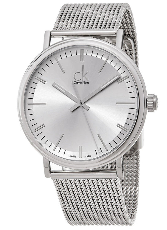 Calvin Klein Surround Silver Dial Silver Mesh Bracelet Watch for Men - K3W21126