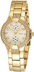 Guess Mini Prism Diamonds White Dial Gold Steel Strap Watch for Women - W15072L1