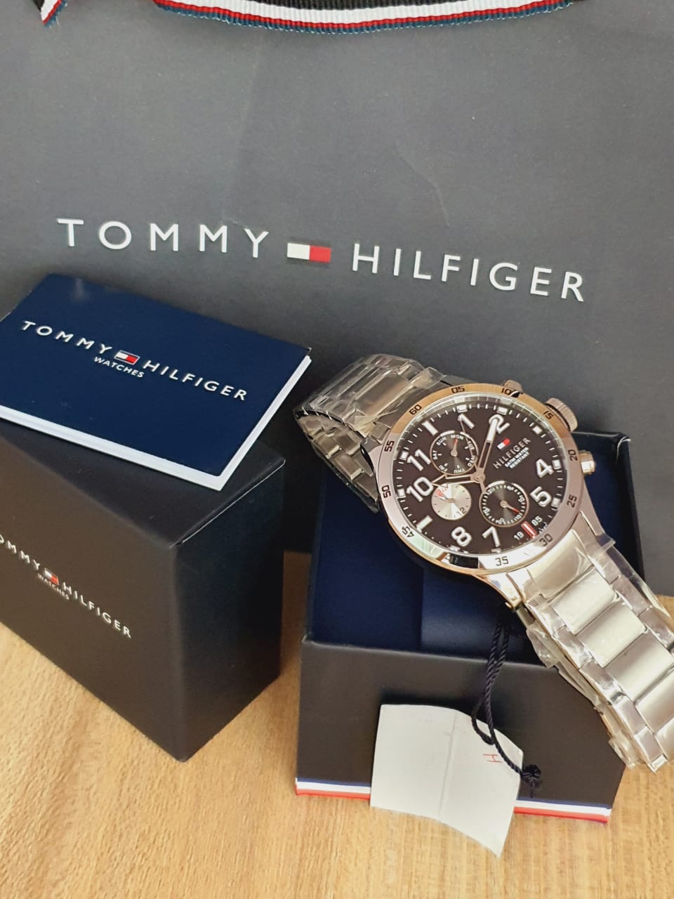 Tommy Hilfiger Cool Sport Multifunction Black Dial Silver Steel Strap Watch for Men - 1791141