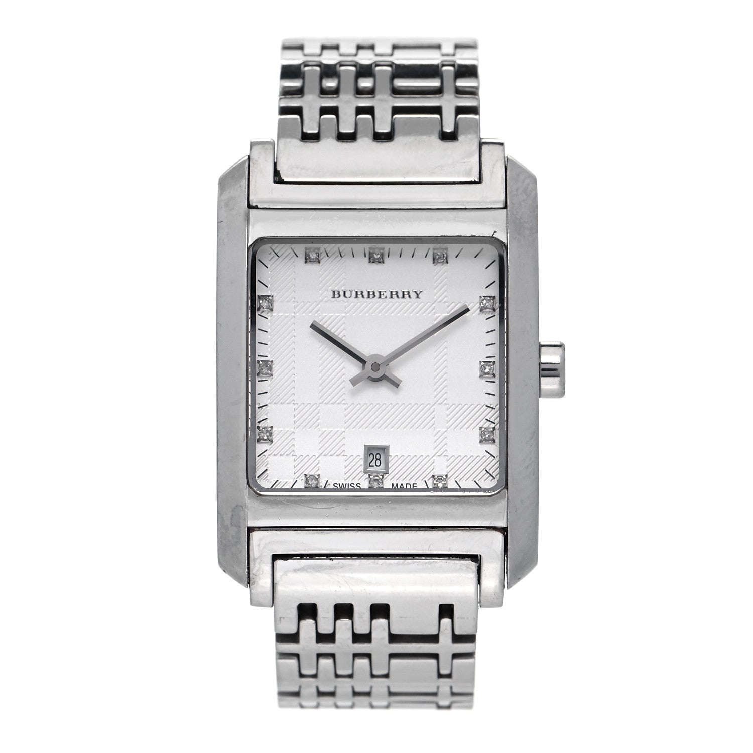 Burberry Heritage Diamond White Dial Silver Steel Strap Watch for Women - BU1583