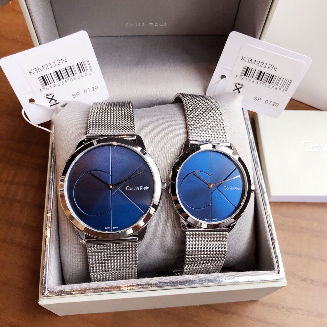 Calvin Klein Minimal Blue Dial Silver Mesh Bracelet Watch for Women - K3M2212N