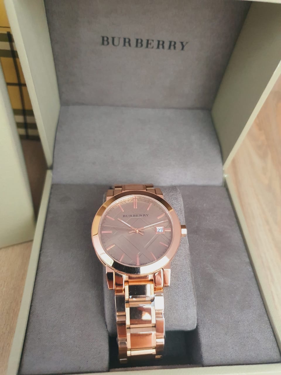 Burberry The City Rose Gold Dial Rose Gold Steel Strap Watch for Women - BU9034