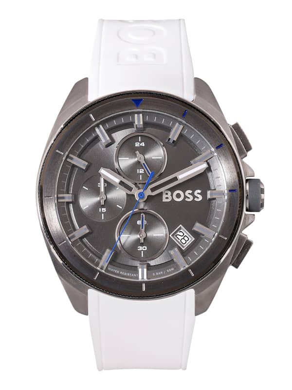 Hugo Boss Volane Chronograph Grey Dial White SIlicone Strap Watch for Men - 1513948