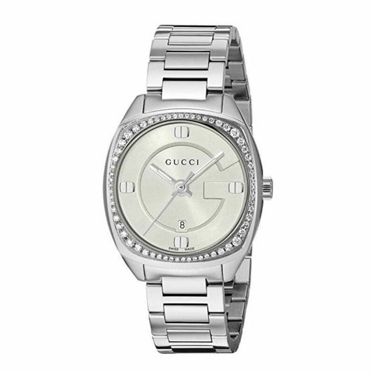 Gucci G Frame White Dial Stainless Steel Diamond Watch For Women - YA142506