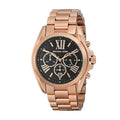 Michael Kors Bradshaw Black Dial Rose Gold Steel Strap Watch for Women - MK5854