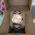 Burberry The City Pink Dial Silver Steel Strap Watch for Women - BU9124