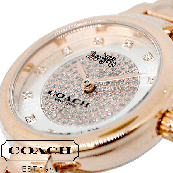 Coach Park Silver Dial Rose Gold Steel Strap Watch for Women - 14503736