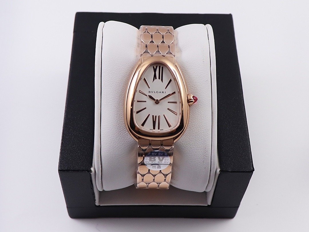 Bvlgari Serpenti Seduttori Quartz Silver Dial Rose Gold Steel Strap Watch for Women - SERPENTI103145