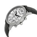 Emporio Armani Classic Chronograph Silver Dial Black Leather Strap Watch For Men - AR2432