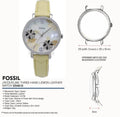 Fossil Jacqueline Three-Hand Silver Dial Yellow Leather Strap Watch for Women - ES4812