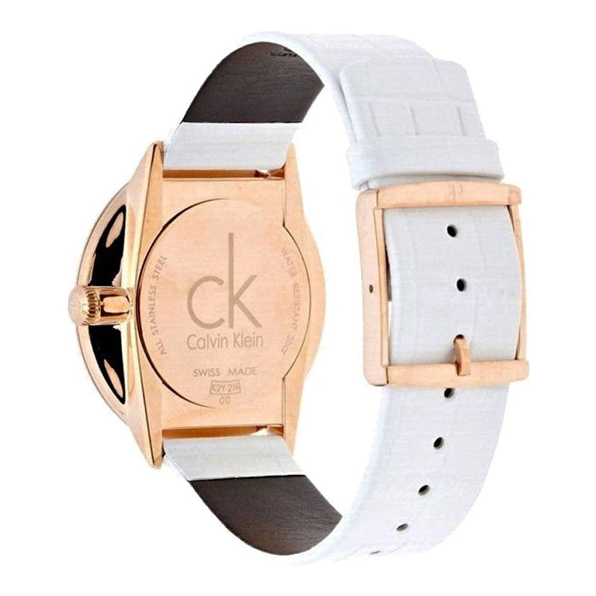 Calvin Klein Accent White Dial White Leather Strap Watch for Women - K2Y2Y6K6