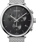 Calvin Klein High Noon Chronograph Black Dial Silver Mesh Bracelet Watch for Men - K8M27121