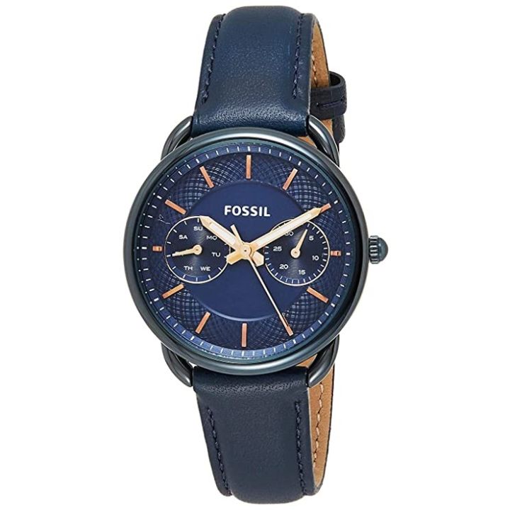 Fossil Tailor Blue Dial Blue Leather Strap Watch for Women - ES4092