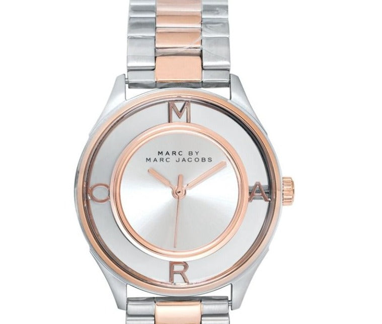 Marc Jacobs Tether White Transparent Dial Two Tone Stainless Steel Strap Watch for Women - MBM3436