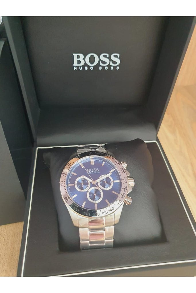 Hugo Boss Ikon Blue Dial Silver Steel Strap Watch for Men - 1512963