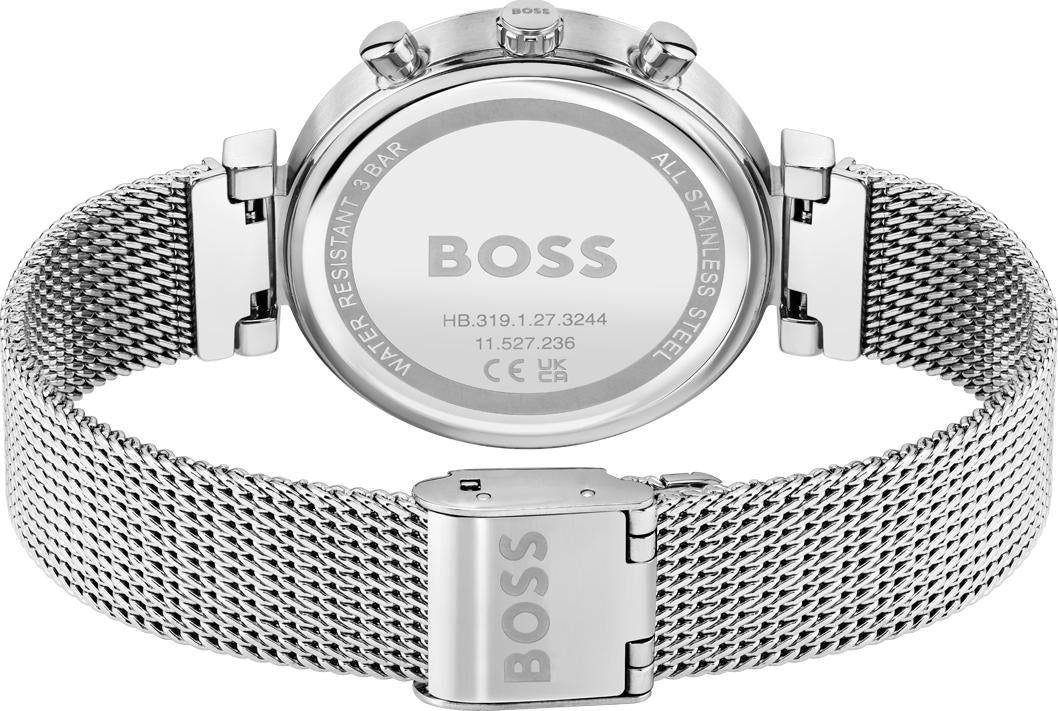 Hugo Boss Flawless Pink Dial Silver Mesh Bracelet Watch for Women - 1502625