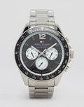 Tommy Hilfiger Luke Quartz Black Dial Silver Steel Strap Watch for Men - 1791120