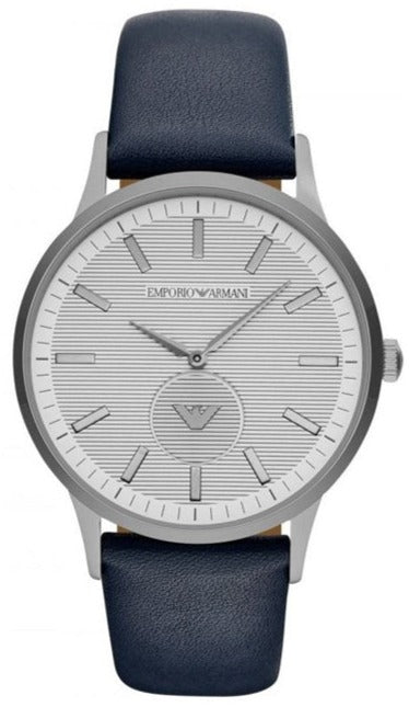 Emporio Armani Renato White DIal Blue Leather Strap Watch For Men - AR11119